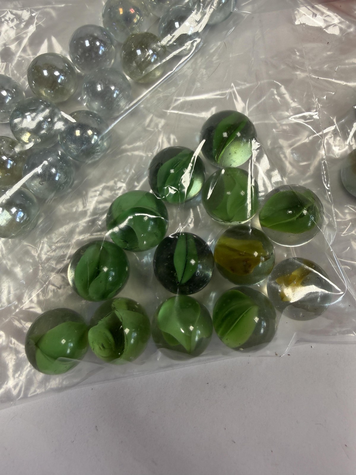 Vintage Mixed Glass Marbles Lot Cat Eye Swirl Confetti Multi Green Orange Blue