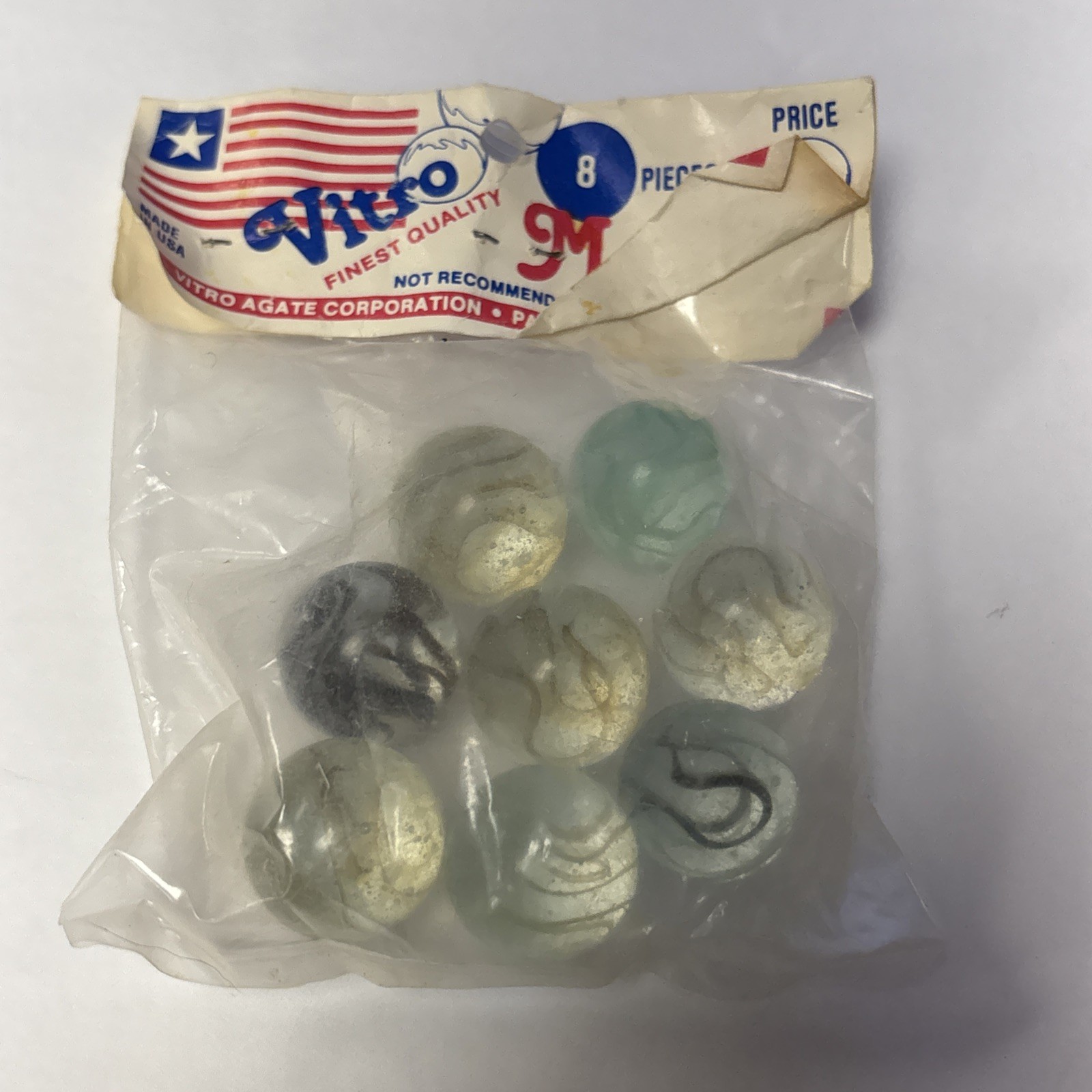 8 Vtg Vitro Agate Caged Cats Eyes Shooters Marbles Lot