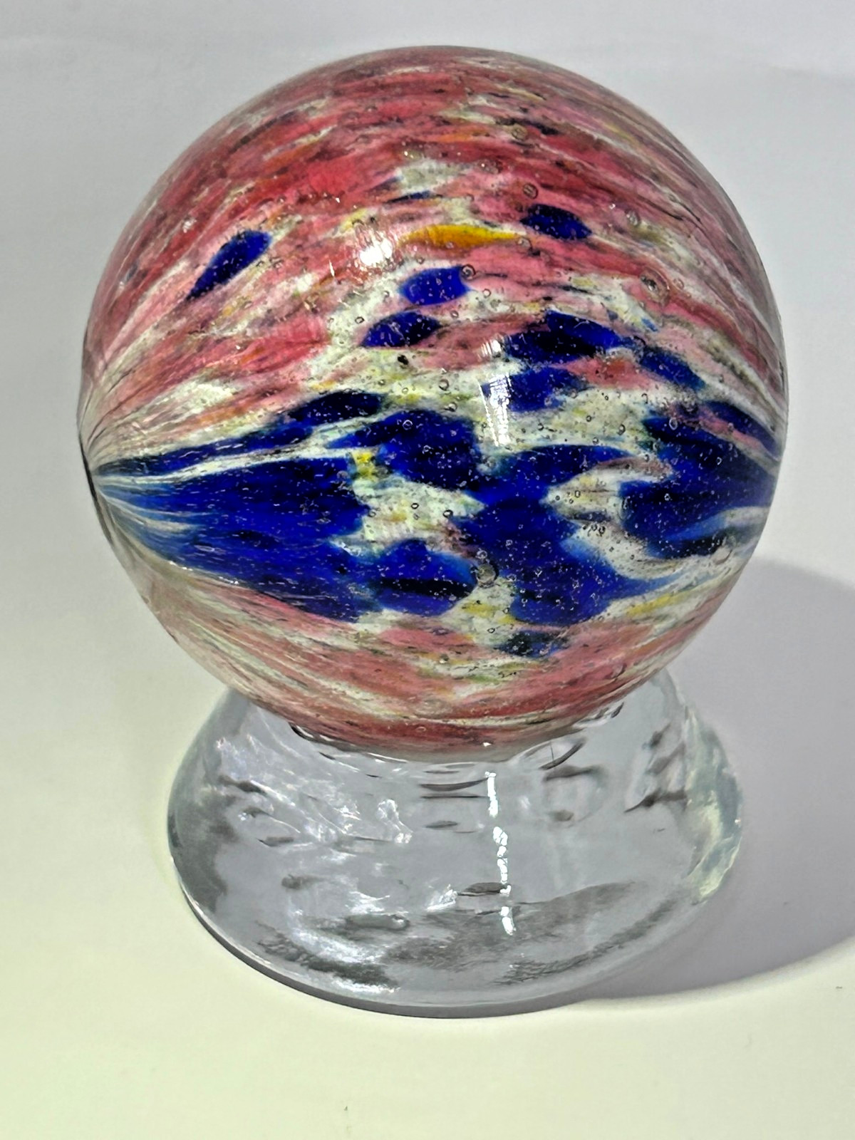 Antique German Handmade 4 Panel “flame” Onionskin Marble 1-25/32″ Mint E3.23