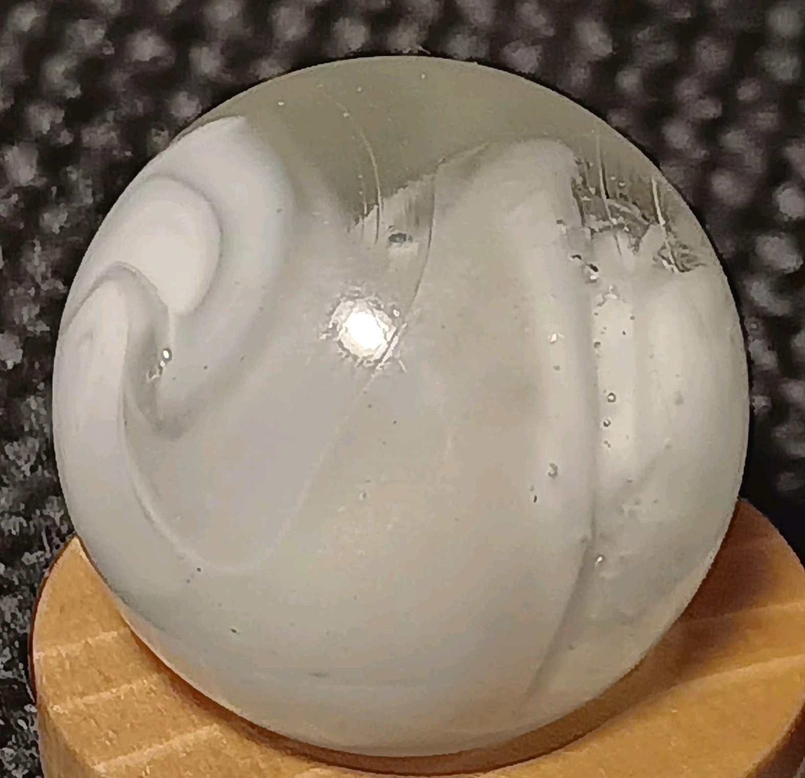 M.F. Christensen Clear Slag Marble. .67″ Mint. Nice Pattern