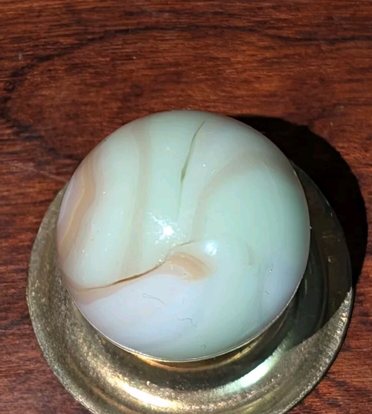 Alley Agate Swirl Marble, Rare Colors!! Pistachio Green & Tan, (.66) UV Reactive