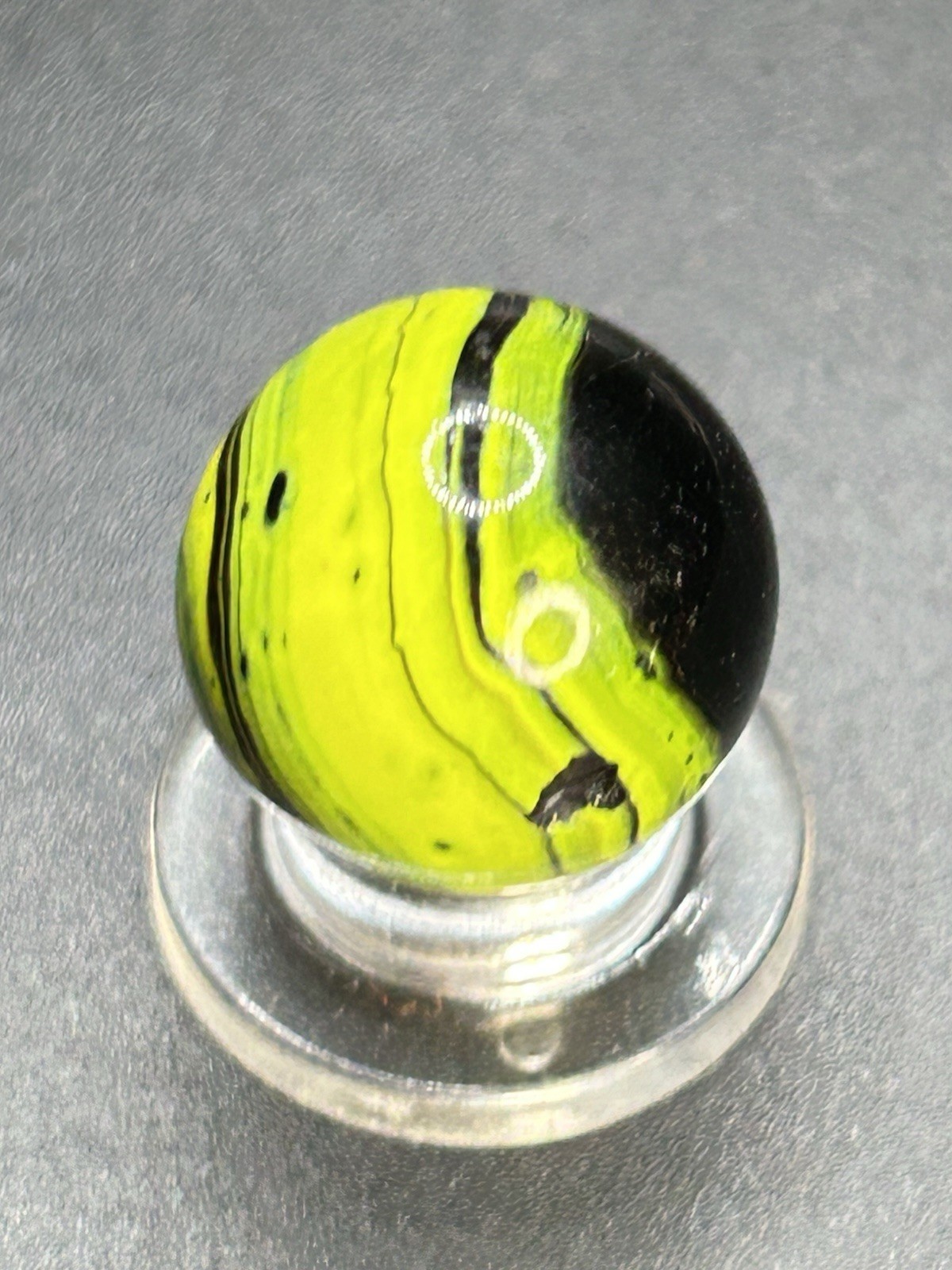 Vintage Electric Yellow Christensen Agate Striped Opaque Marble