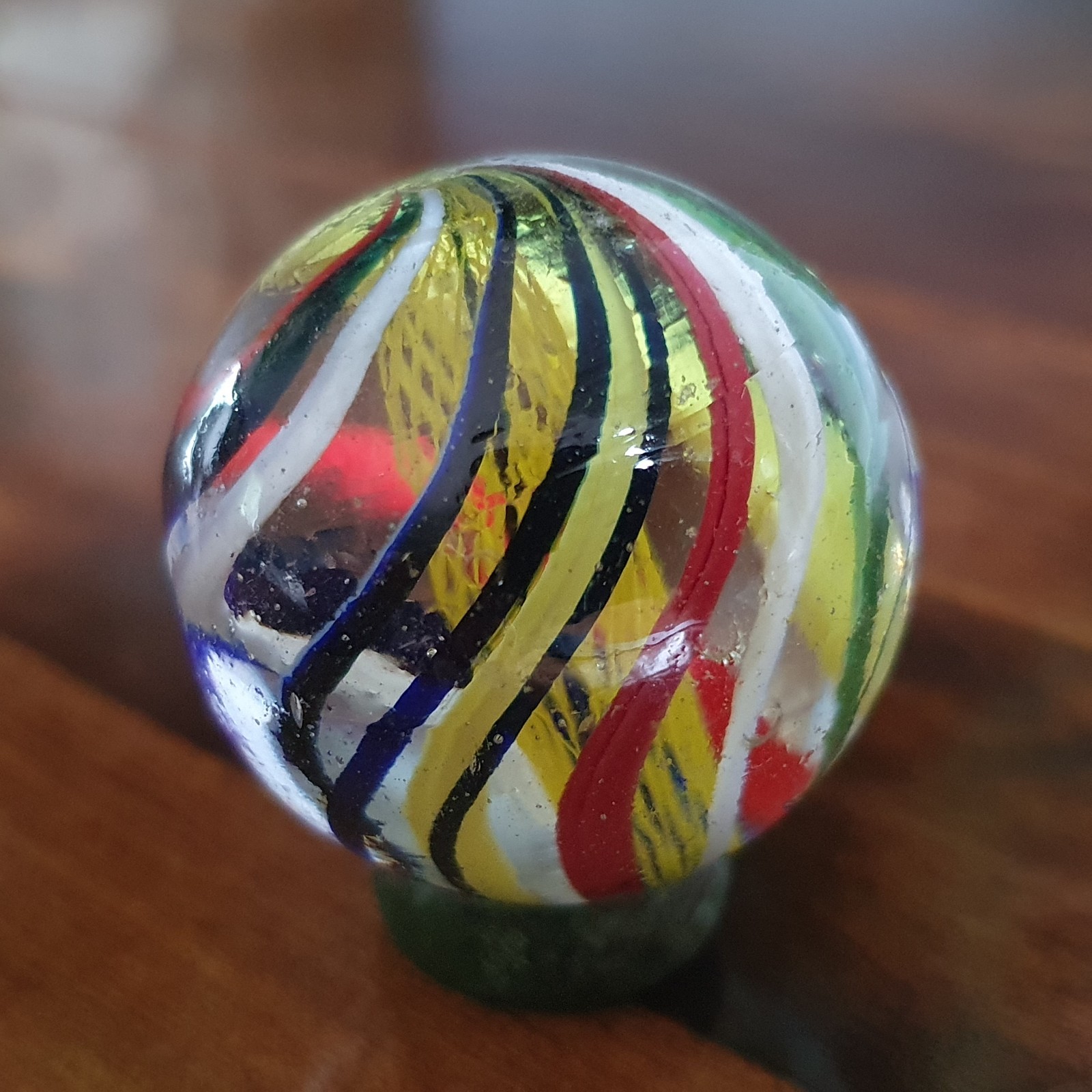 38mm / 1.5” Stunning German Signature Latticino Core Multicolor Swirl Marble