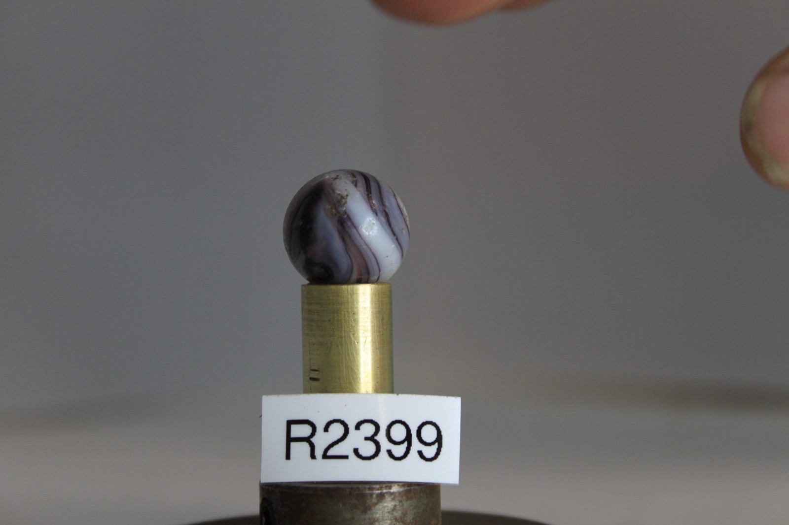 CHRISTENSEN AGATE MARBLE COLD ROLLED PURPLE OPAQUE WHITE 11/16″ CIRCA 1925-1933