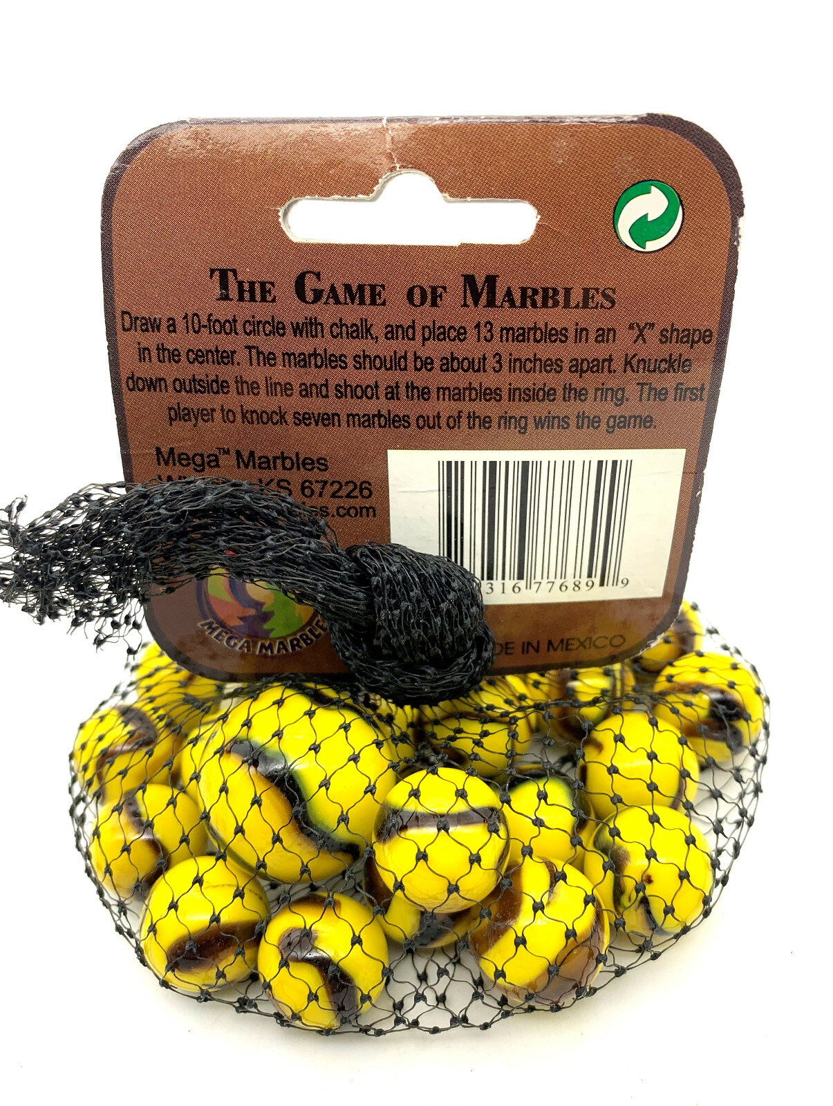 Net Bag 25 “Bumblebee” Glass Mega Marbles 24 Players & 1 Shooter 2004-2006 RET