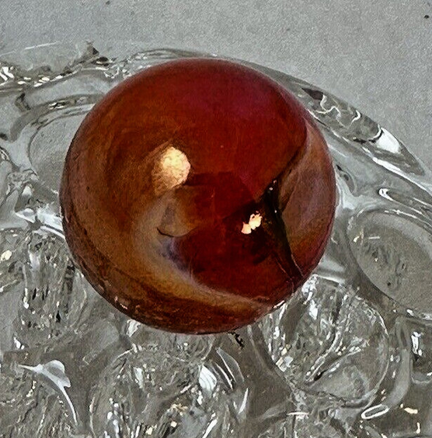 69/128 SHOOTER MARBLE SWIRLS OF RED, PURPLE & WHITE IRIDESCENT