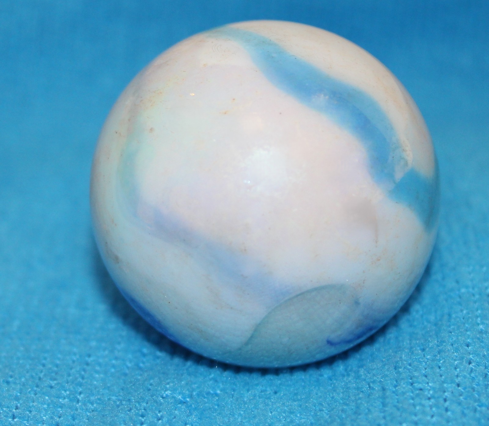 Two Large 2″ (50 mm) Marbles — (Swirling Blue & White Marbles)