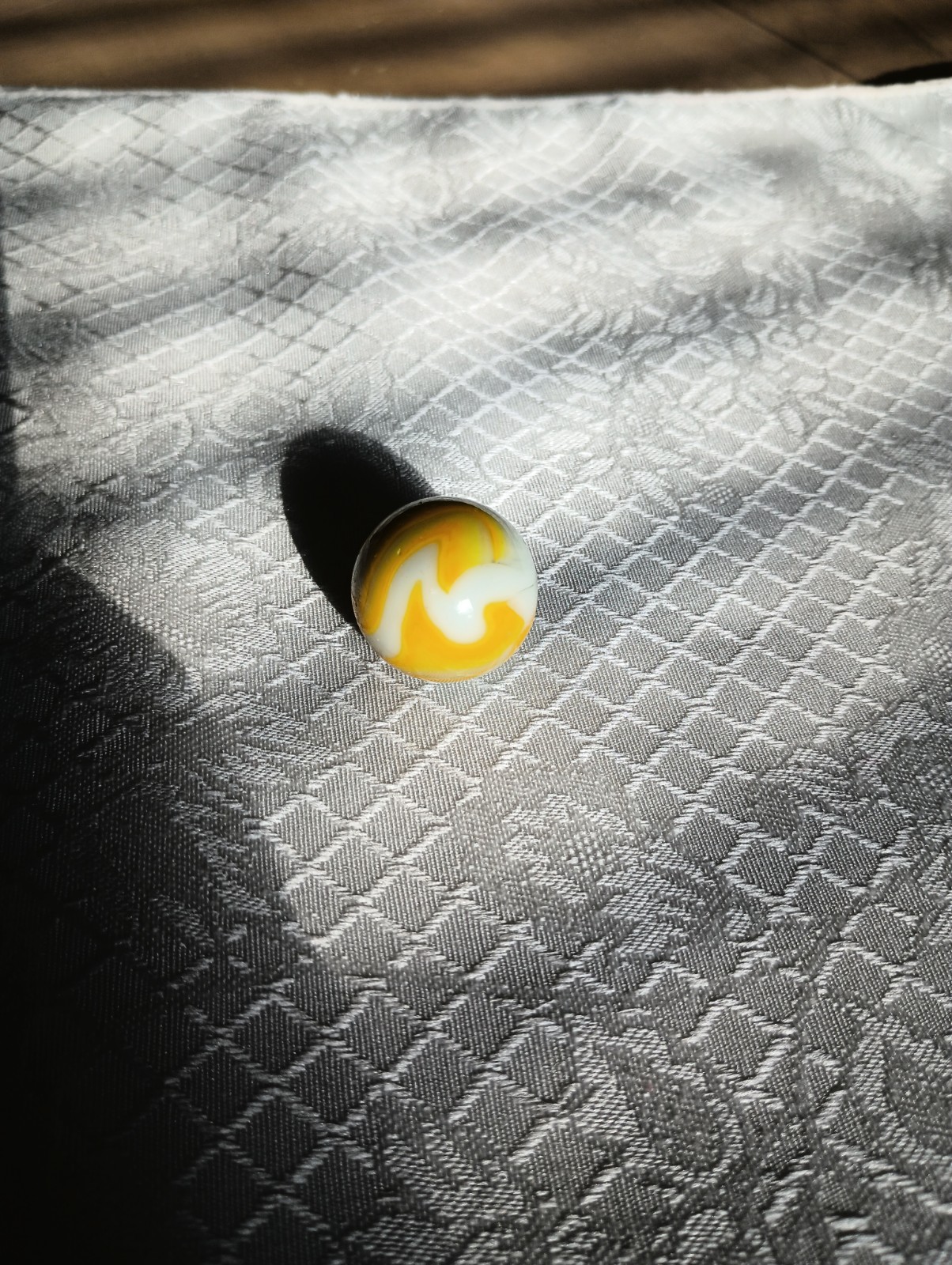 Large Opaque Yellow Glass Marble Shooter Hobby Collectible Swirl Vintage
