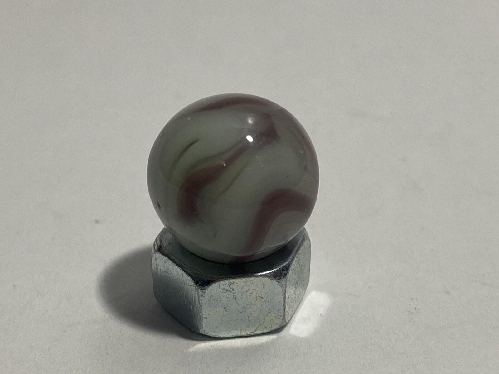 Vintage Agate Christensen Purple & White Swirl 0.56″ Toy Glass Marble