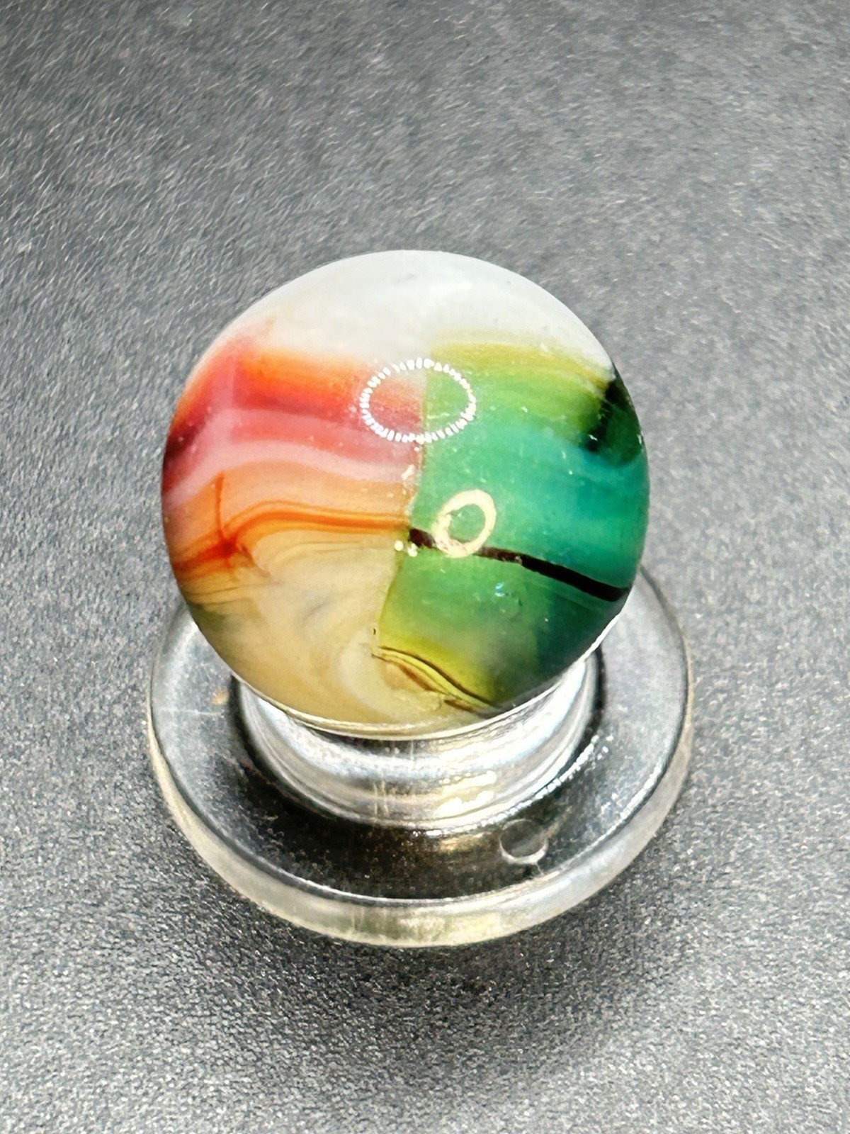 Vintage Vitro Agate Blended Trilite Helmet Marble w/ Oxblood 0.629”