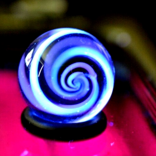BRYAN TRILLAS GLASS MARBLE/.695″-BLUE BLACKLIGHT RAINBOW ZEBRA CORKSCREW-FAST