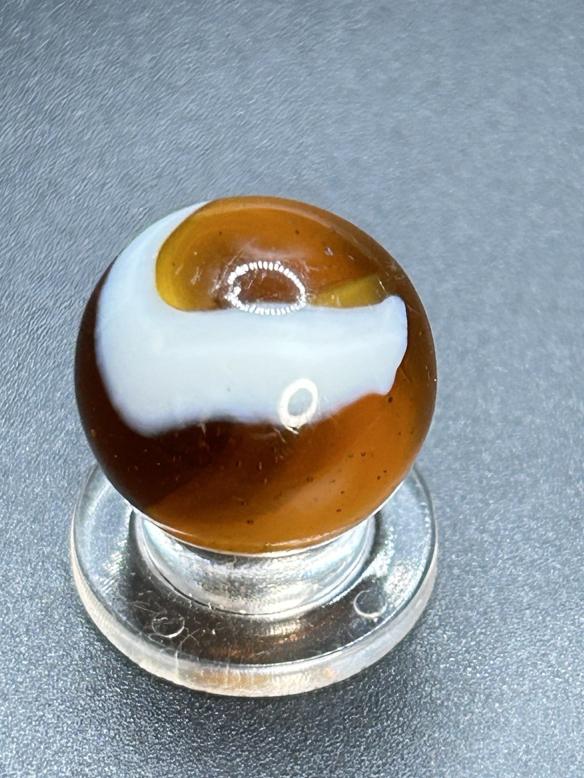 Vintage Classic Akro Agate Golden Amber Snake Spiral Marble 0.709”