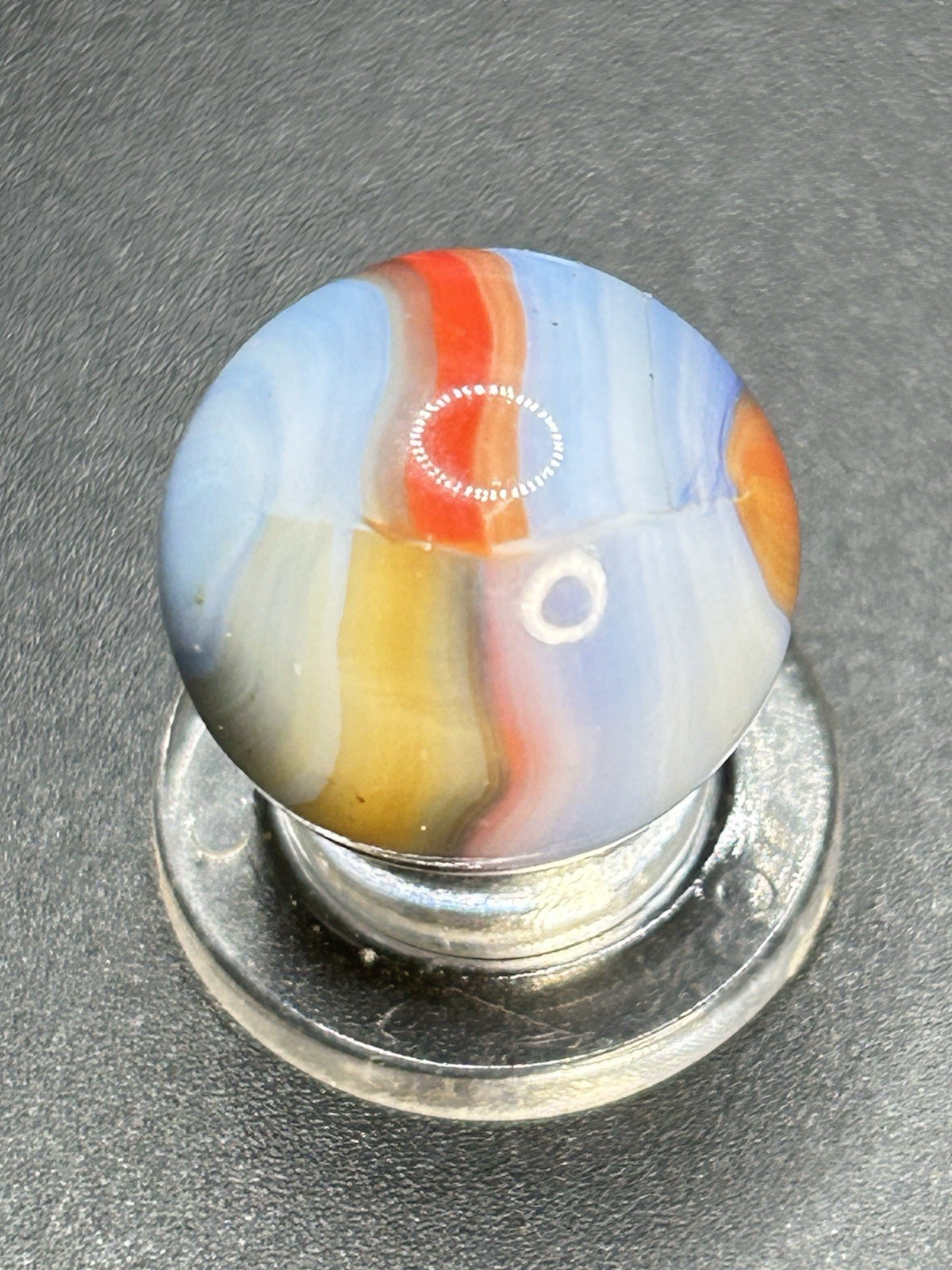 Vintage Marble King Blended St. Mary’s Robin Egg Marble w/Pink 0.629”