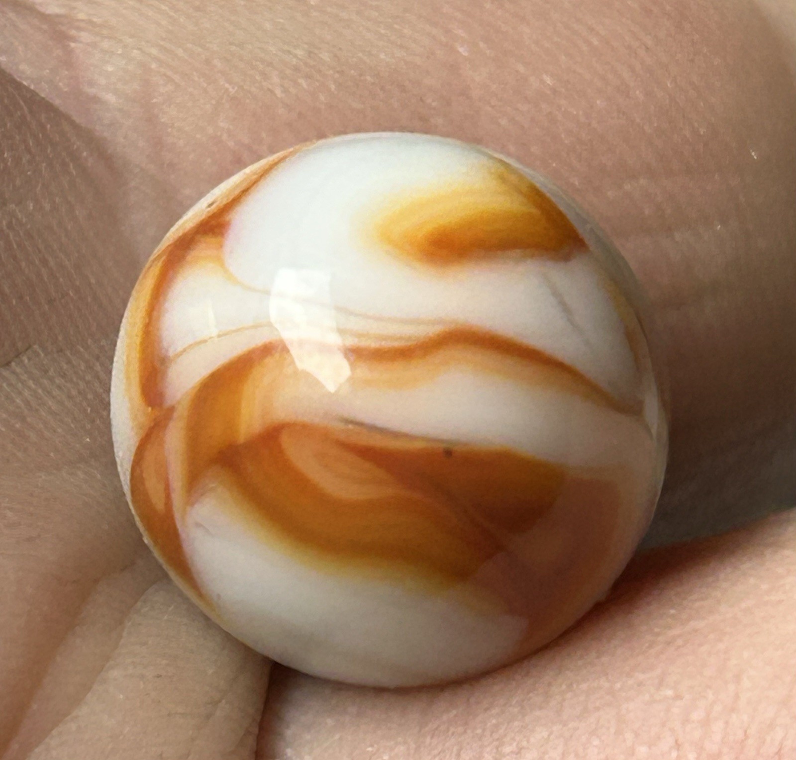 Vintage Alley Agate Or Heaton 0.64” Copper Ribbon Swirl Marble NM!