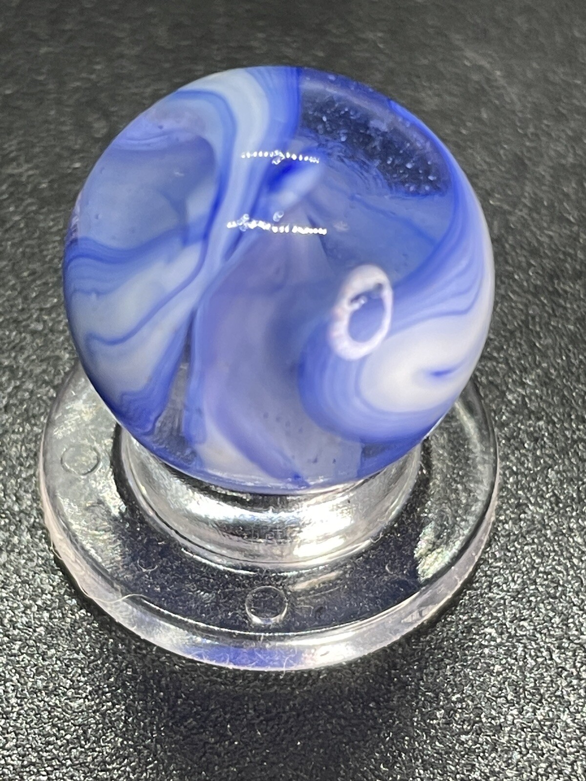 Blue Clear Base Snake Style Swirl Wirepull Alley Or Other Vintage Marbles 0.629”