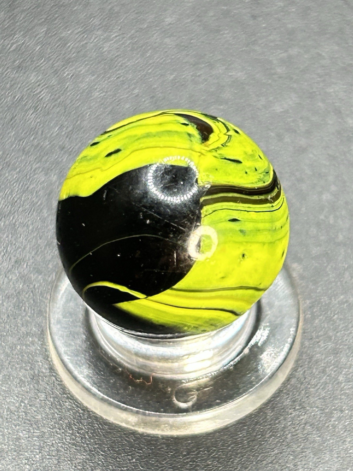 Vintage Electric Yellow Christensen Agate Striped Opaque Marble