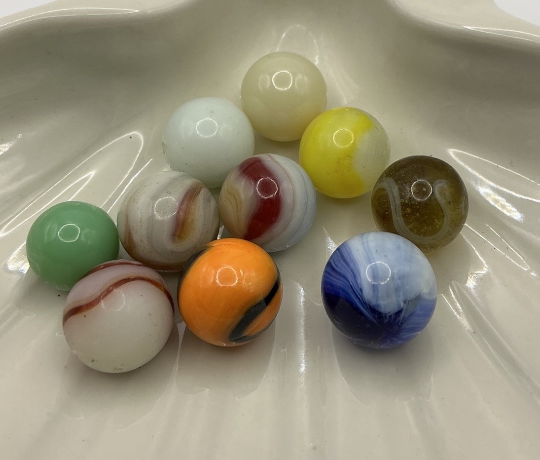 Vintage Toy Marble MARBLES Cadmium Uranium Glass Lot Of 10