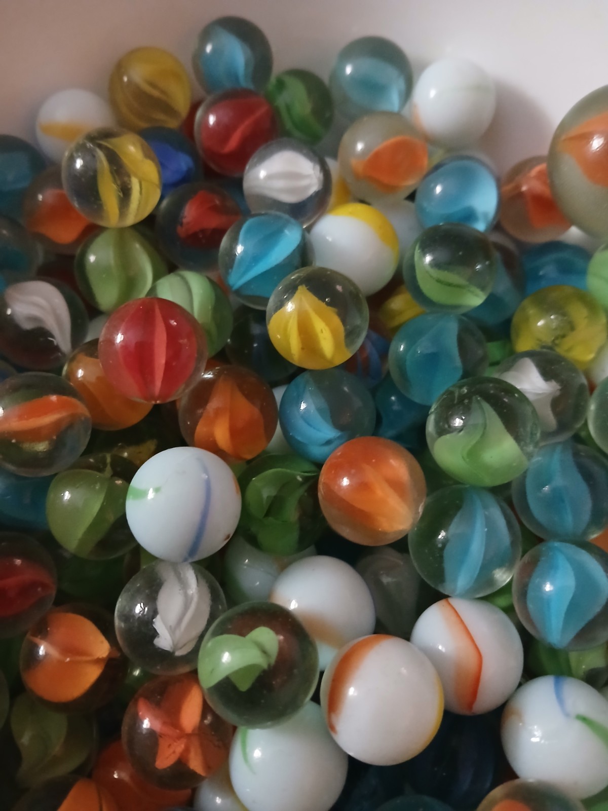 Lot Of 202 Vintage Assorted Marbles and 1 large Marble