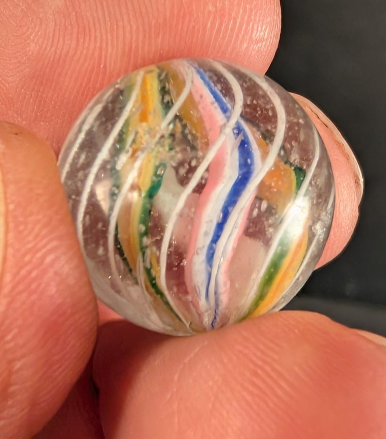 Vintage German Latticinio Core Swirl Marble Glass .759″ (6 colors)