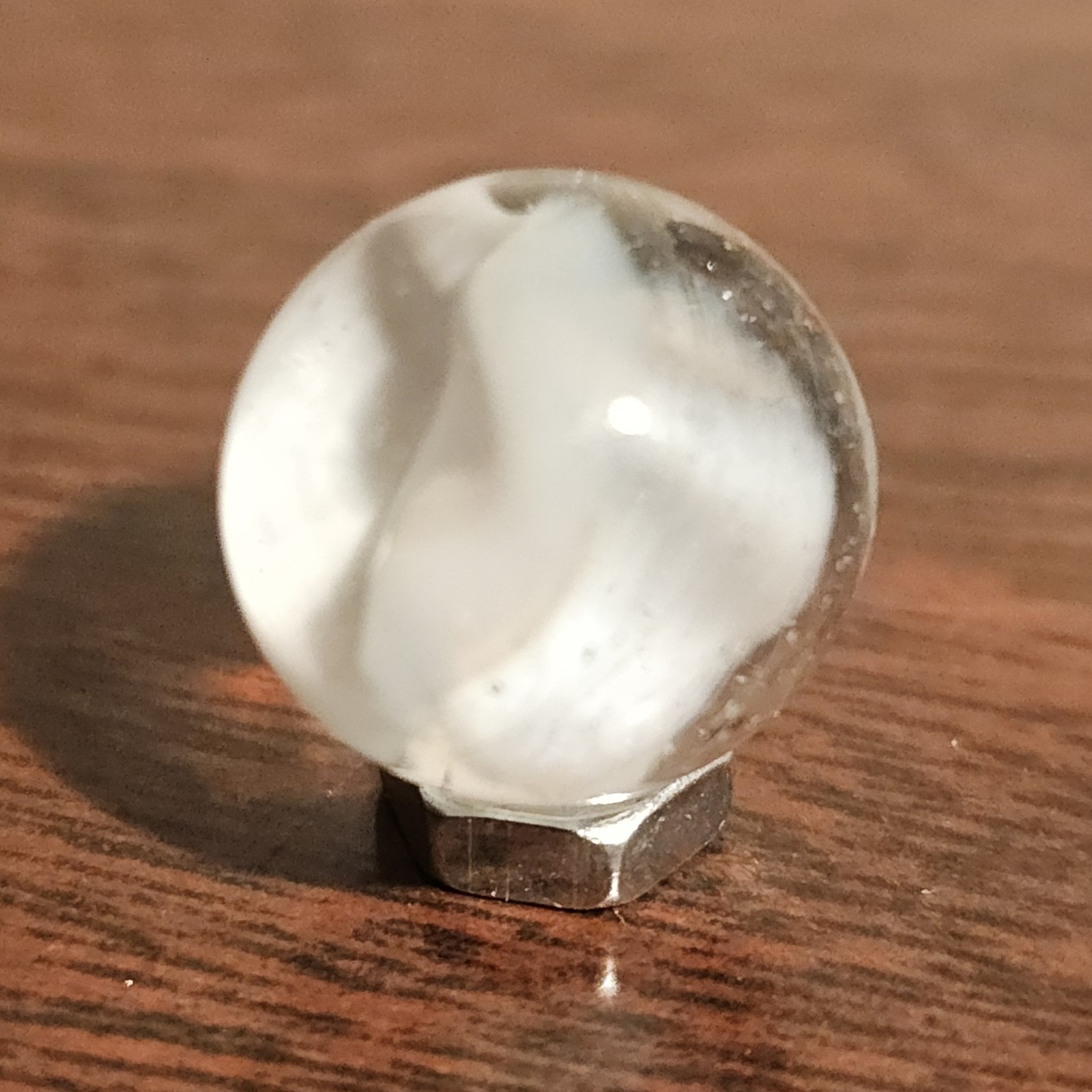 Vintage CE Bogard White 4 Lobe Floppy .625″ Glass Marble