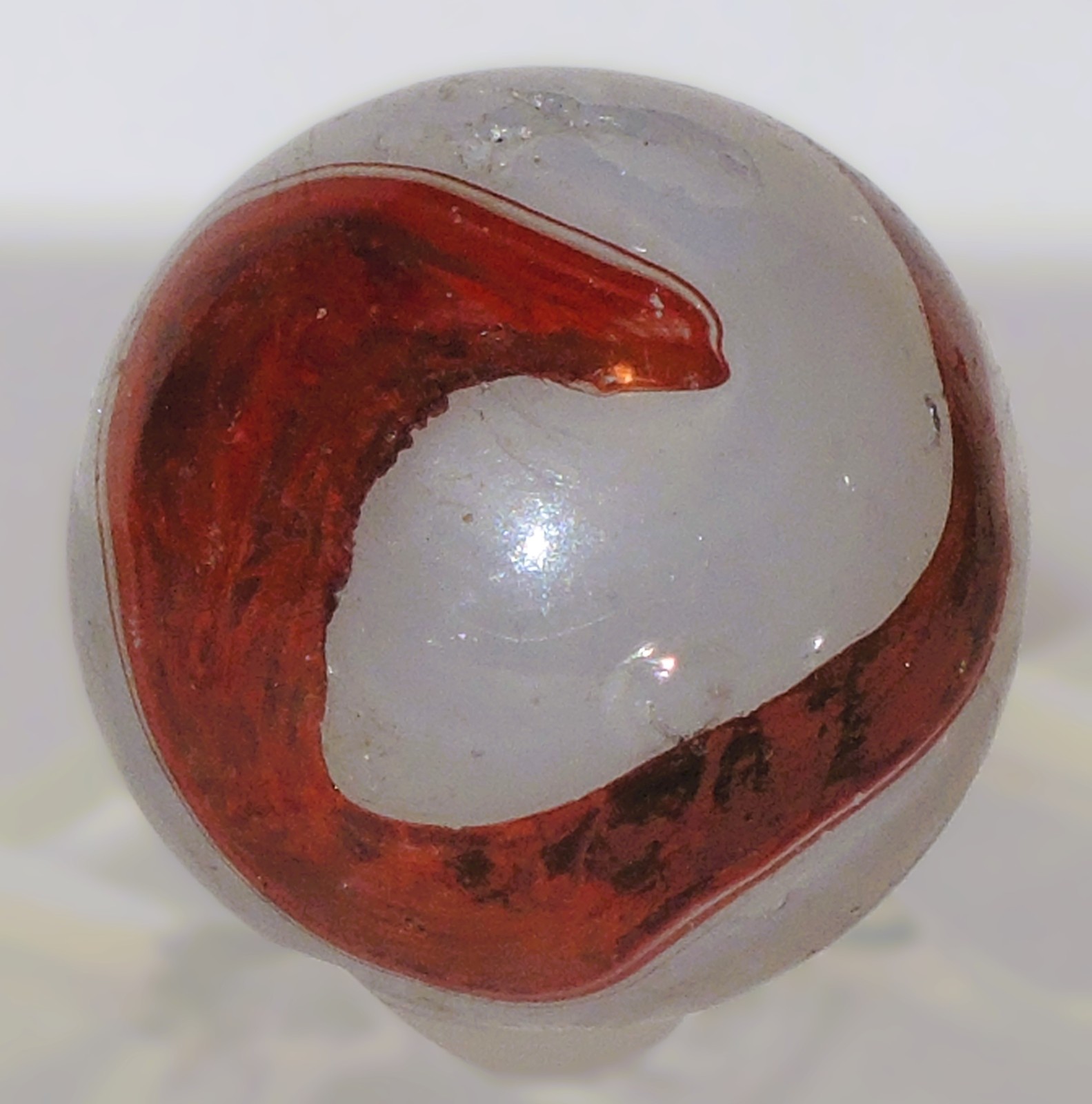 Marble AKRO AGATE Oxblood FlameSwirls Lemonade Milky Base Corkscrew 3/4″ WILD UV