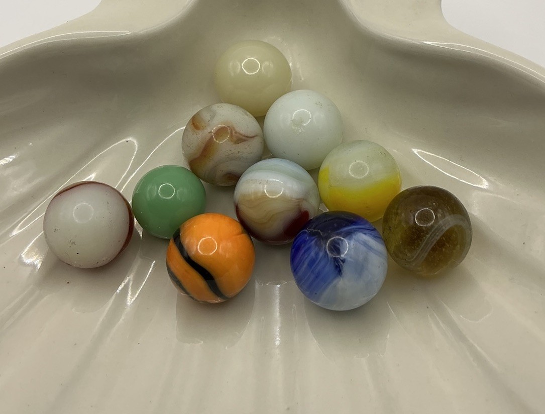 Vintage Toy Marble MARBLES Cadmium Uranium Glass Lot Of 10