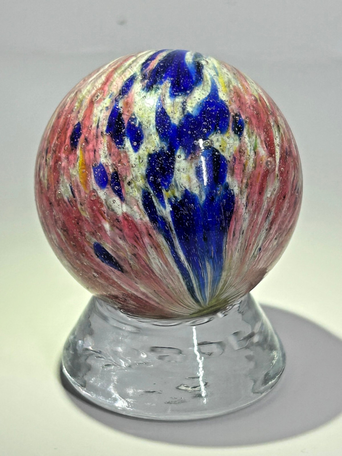 Antique German Handmade 4 Panel “flame” Onionskin Marble 1-25/32″ Mint E3.23