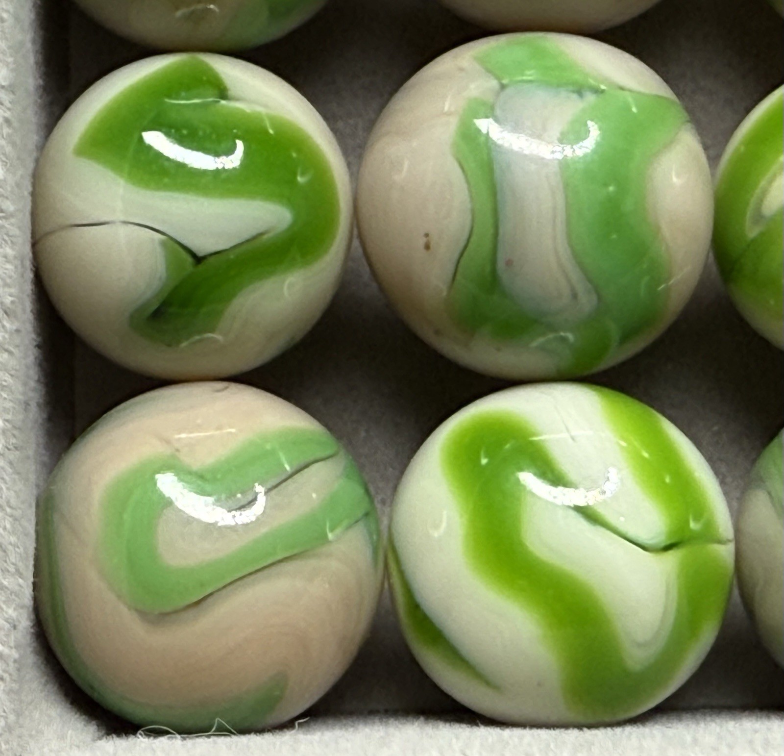 Lot Of 18 Alley St Mary’s Swirl Marbles .58” To .64” NM(+)