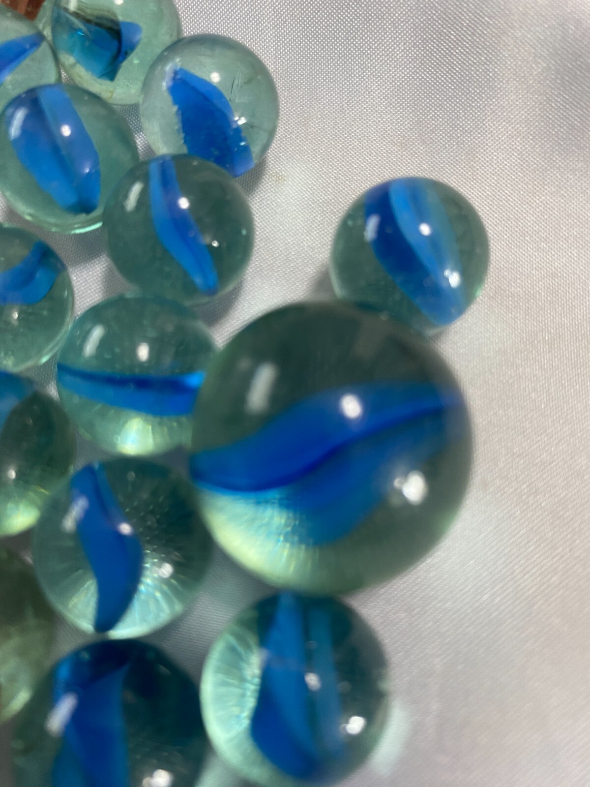 Vintage Cat Eye Marbles With 3 Large Cat Eyes Green Blue Red Stripes