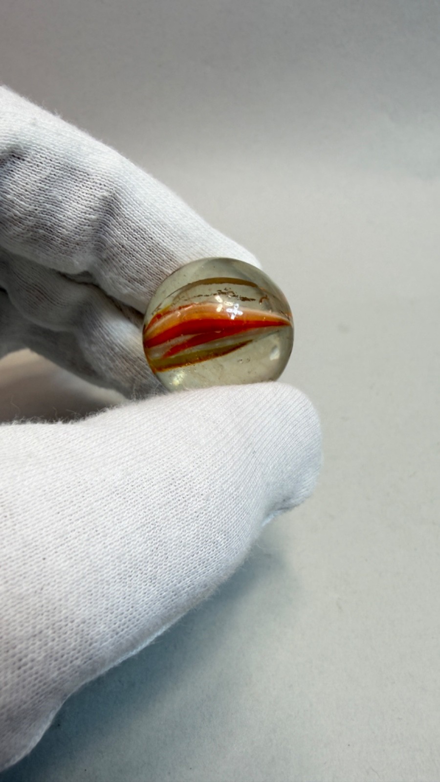1950-60′ Big Vintage European Sparkler Glass Marble Cat’s Eye Naked Spring 1”