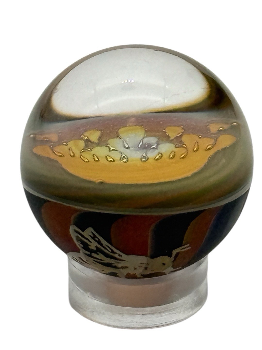 Little B Glass Honey Drip/Sandblasted Bee Art Glass Marble