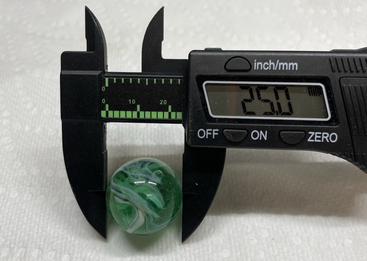 Vacor Marble – 1 XL Green Transparent Mixed White, Brown Swirls, 25mm.