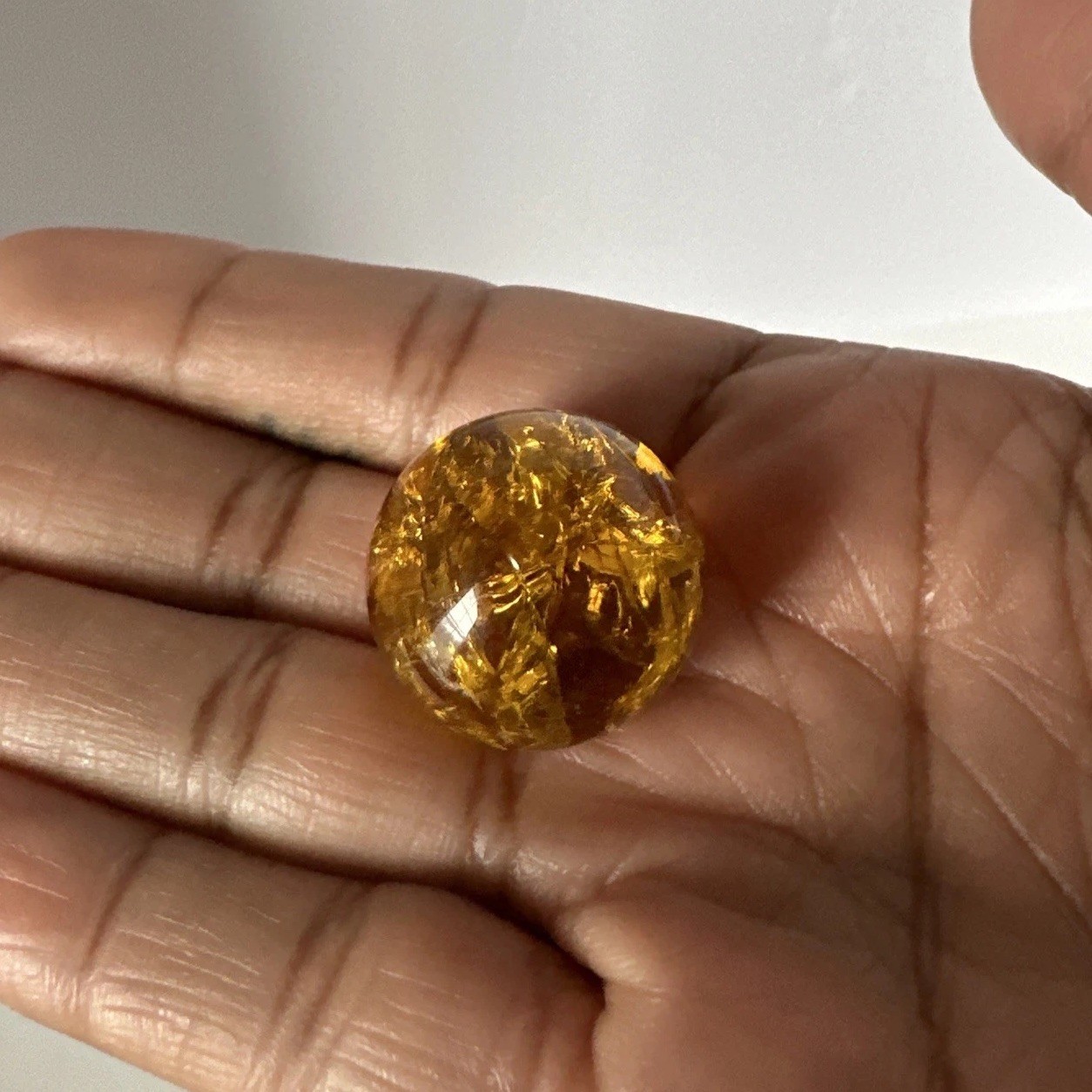 100 Vintage Amber Gold Crackled Glass Marble