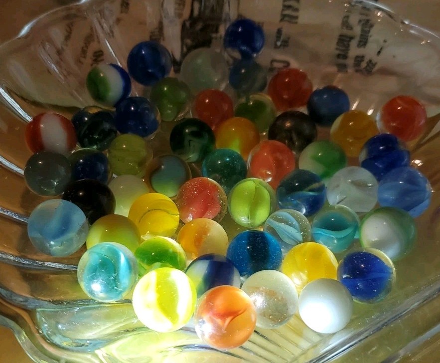 VTG Akro Vitro Style Marble Lot 50pc Catseye Shooter Steelie Mayflower Bag