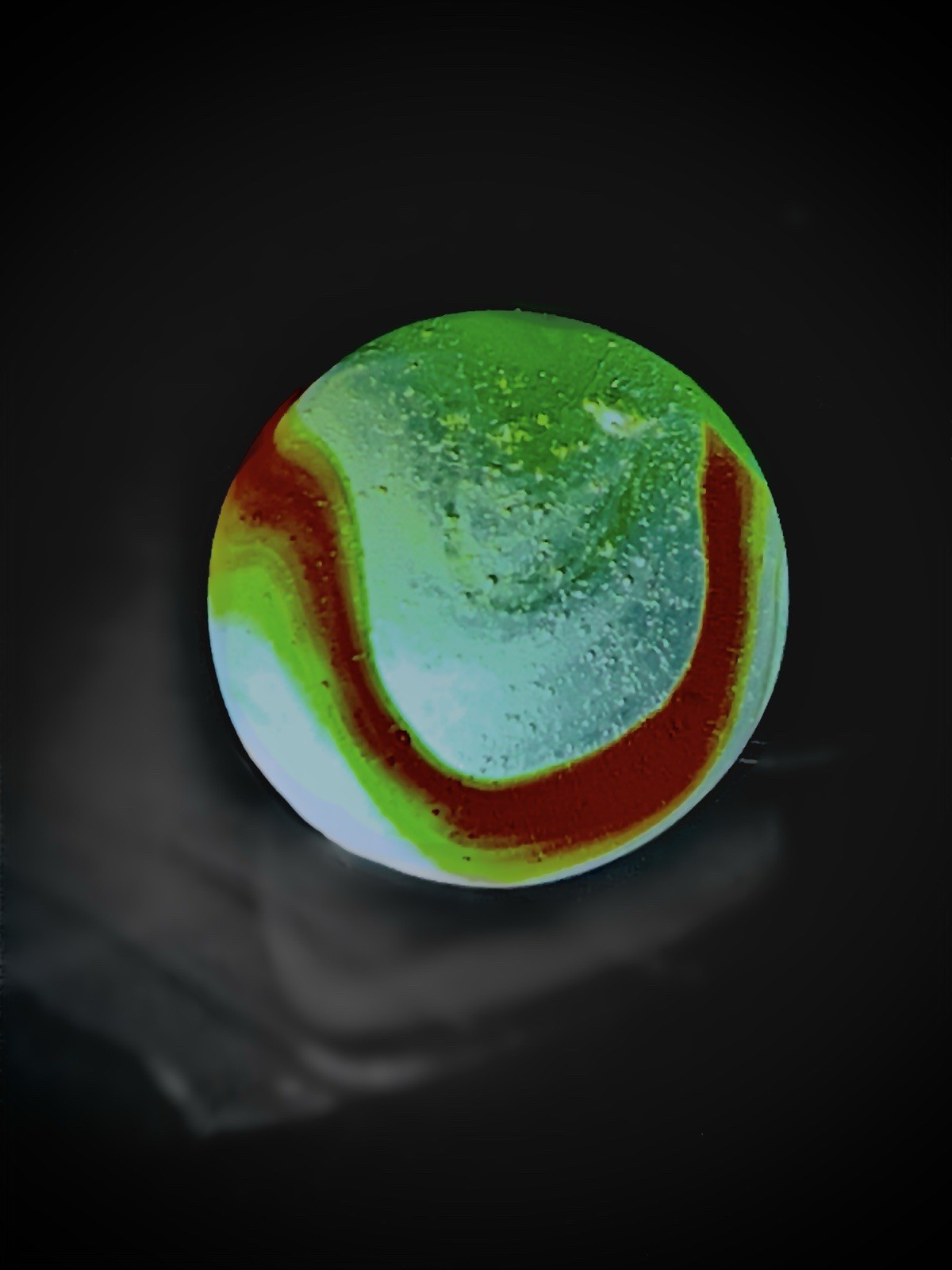 Vintage Peltier NLR Colorado Marble Green Red Swirl Clear Base 5/8” (pair)