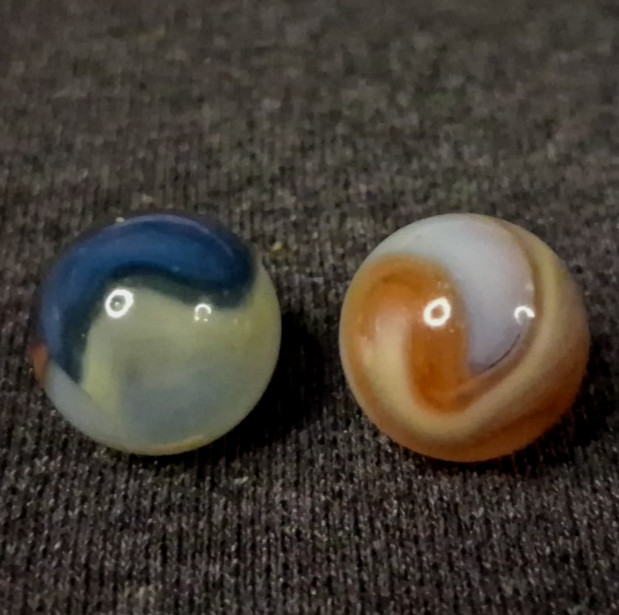 Vintage Vitro Agate Opal V Patch Marbles 5/8″ Set Of 2 – Both Mint 526041