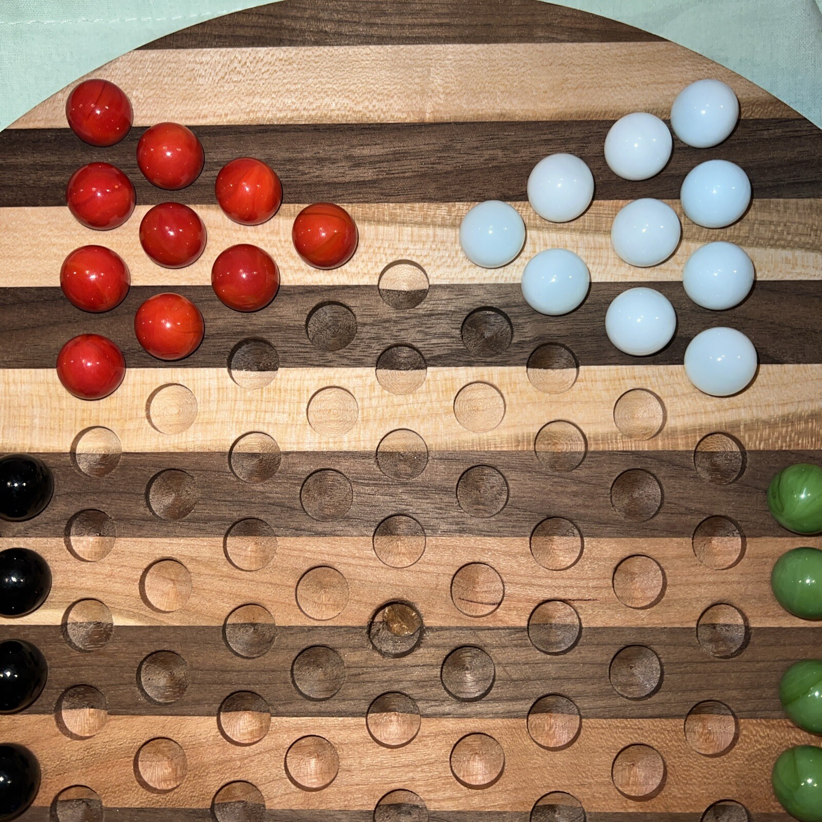 Dual Solid Wood Board Marble Solitaire And Chinese Checkers (sm And Lg Marbles)