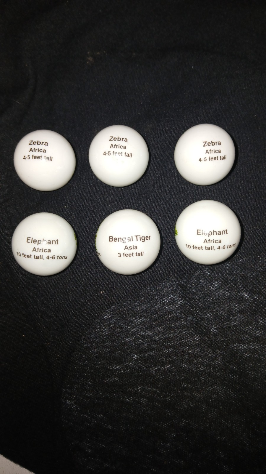 Lot of 6 Shooter Marbles with Painted Animals