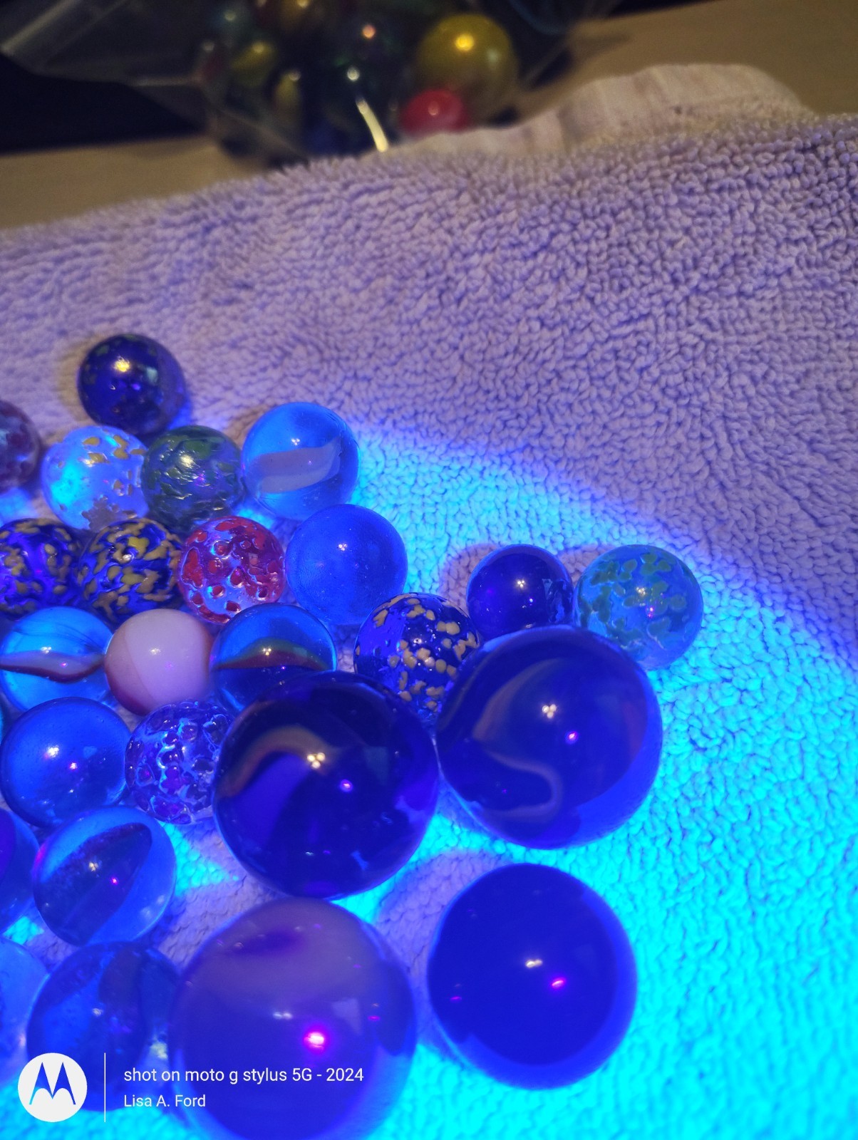 Vintage Marble Lot 39 Glass Marbles UV Reactive Confetti Swirls Shooters Estate