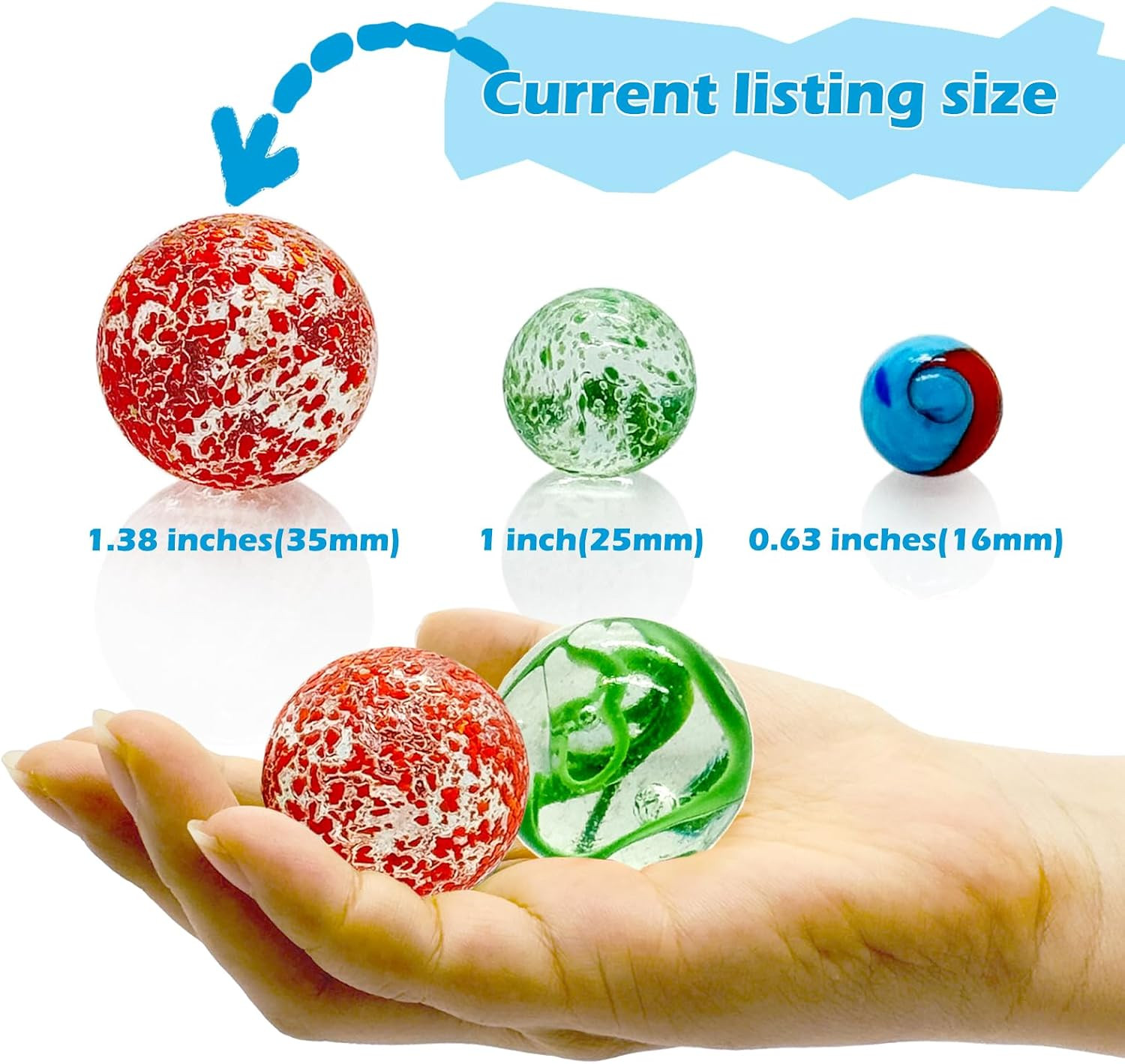Large Glass Marbles for Decoration 35Mm 10Pcs Assorted Colour Marble Game Learni