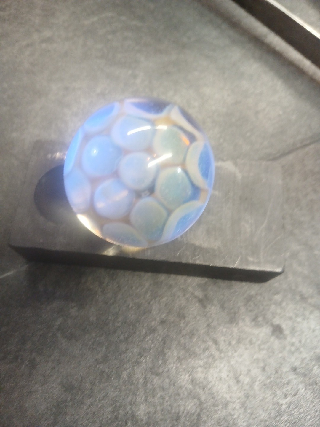 American Made Hand Blown Silver Fumed Honeycomb Marble UV Reactive