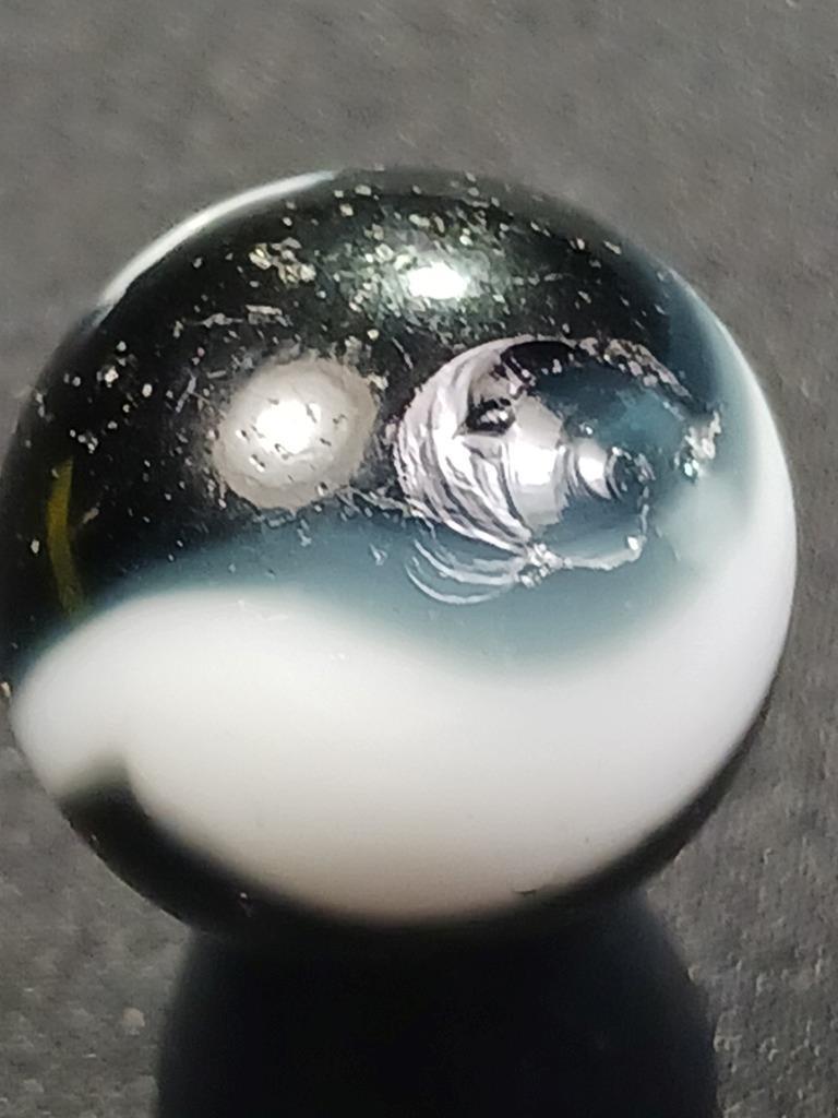 Transitional .65″ Dark Purple White Facet Pontil Near Mint Serious Marble A116
