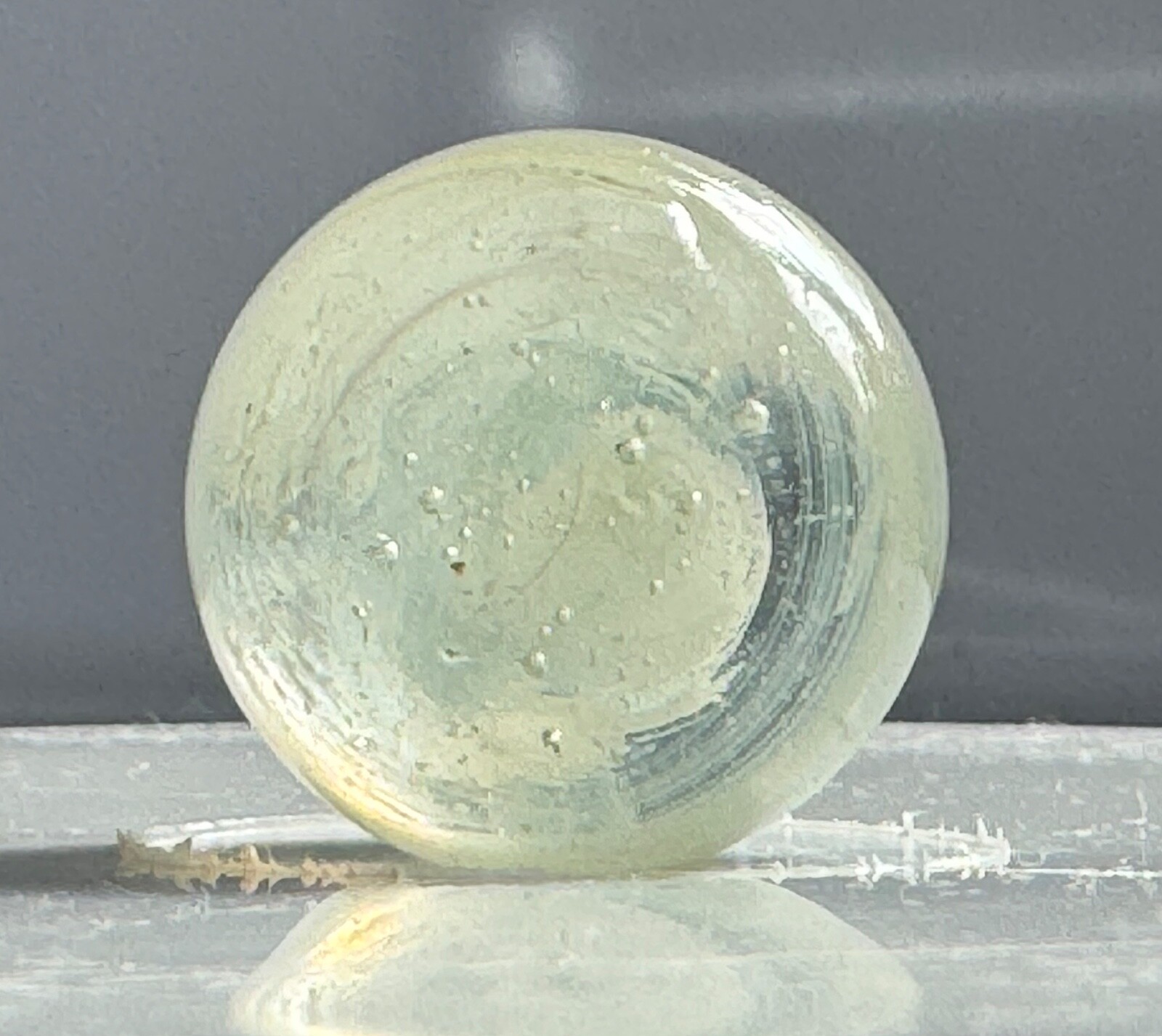 Egg Yolk & White Single Faceted Pontil Transitional Marble 21.5mm (27/32”)