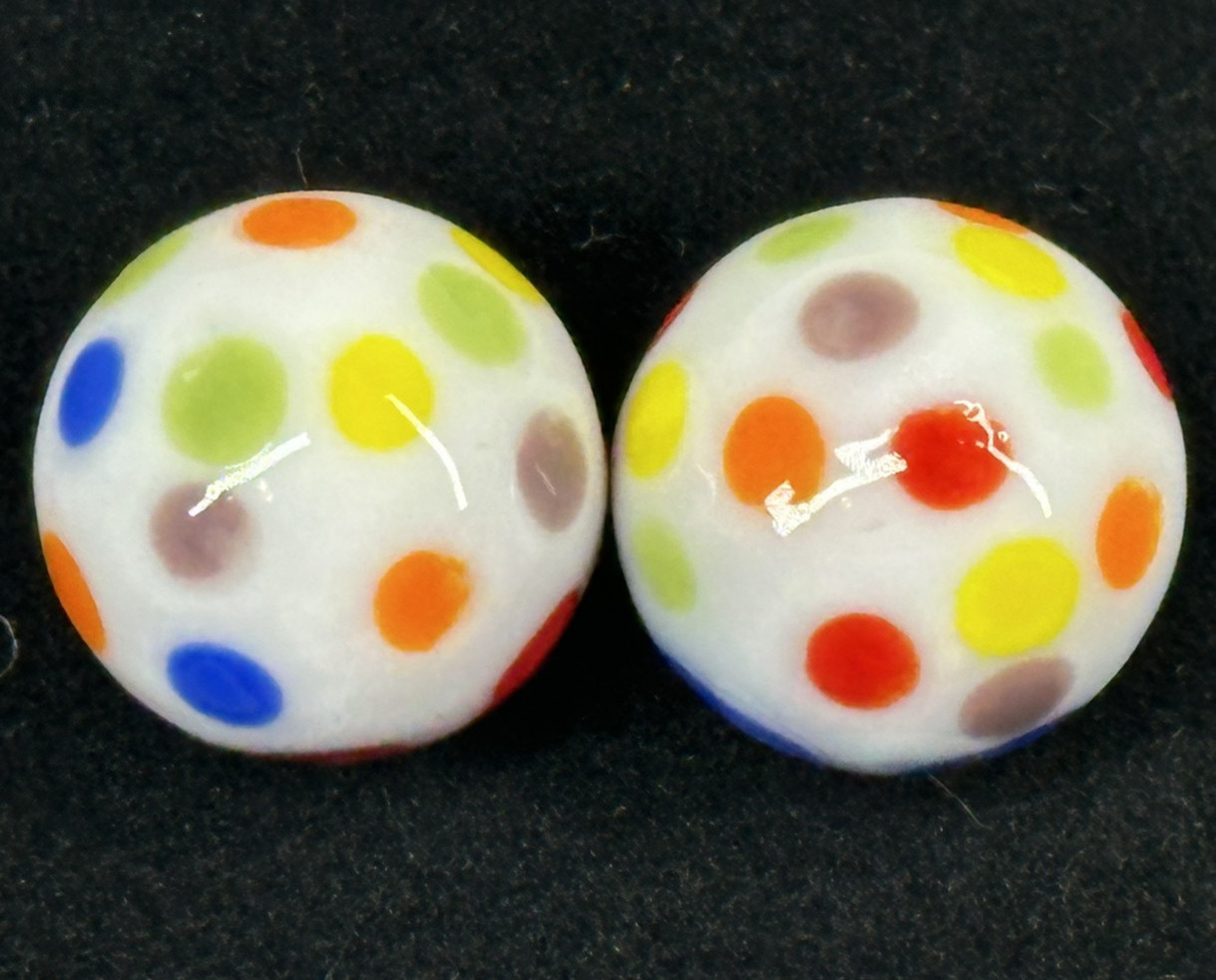 (2) CUPCAKE with Sprinkles 16mm Handmade Art Glass Marbles