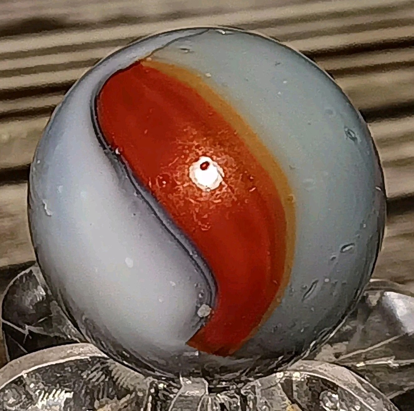 Peltier Glass Rainbo Marble. 5/8″ Mint(-). Kokomo Vibes. Nice Color Combo