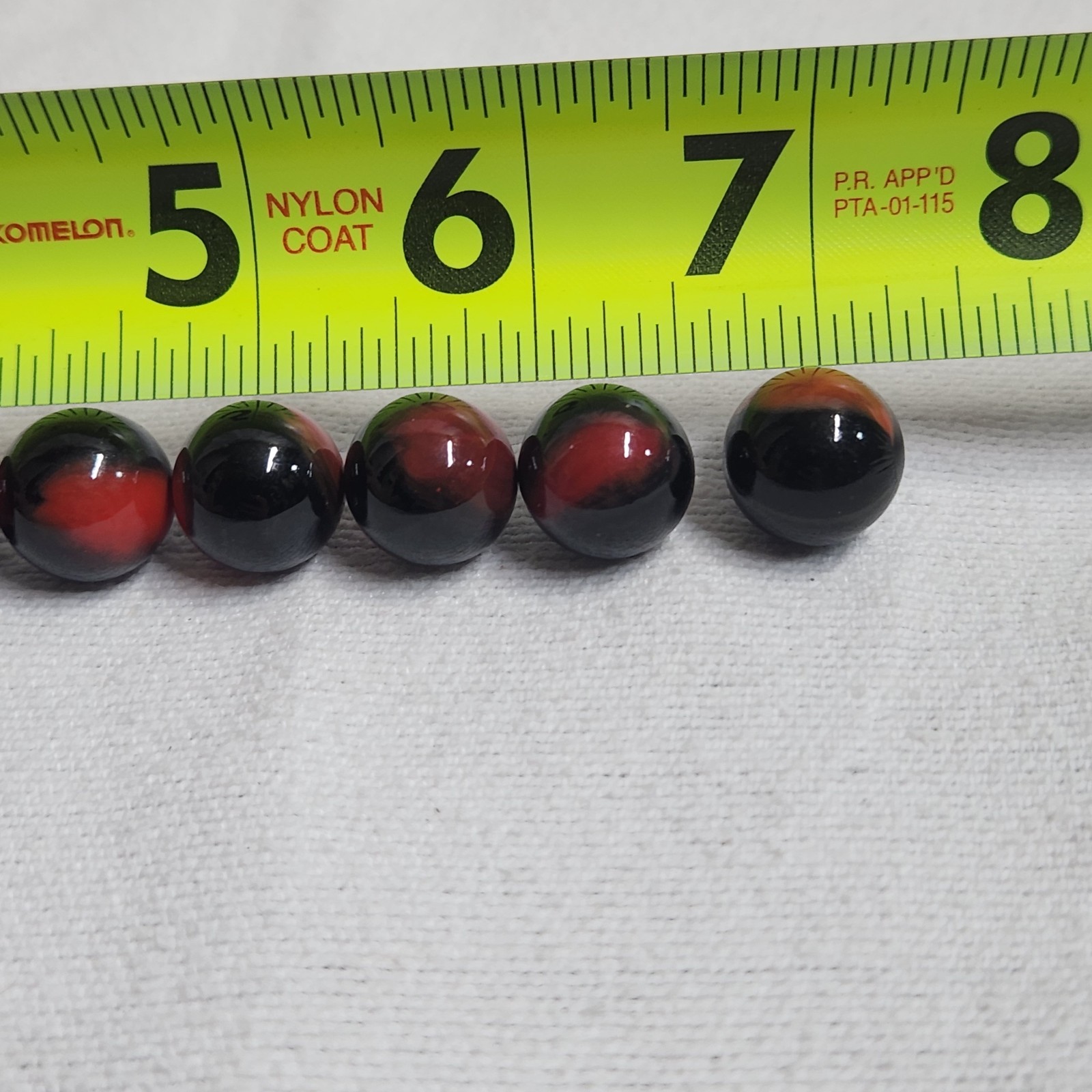 Vintage Black And Red Swirl Marbles Lot Of 11