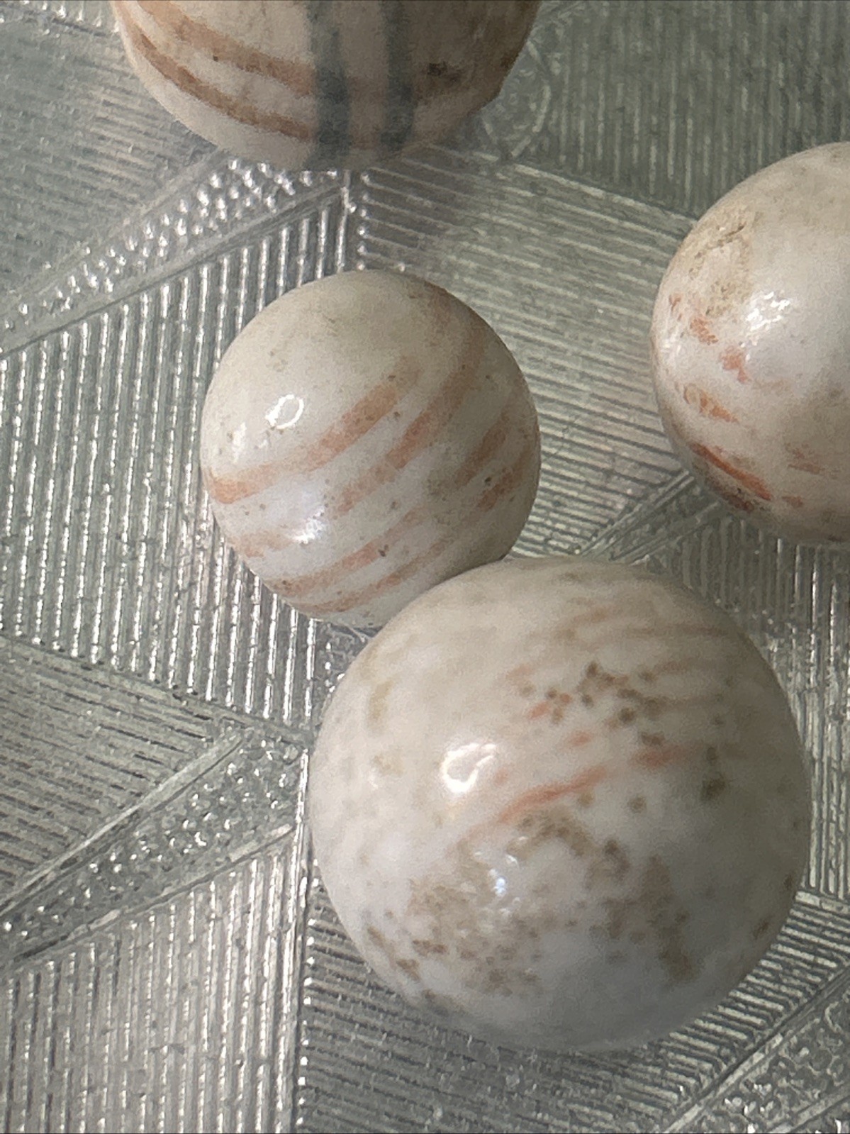 Antique 1850-1870 Hand Painted China Ceramic Marbles Stripes Lot Of 5 German