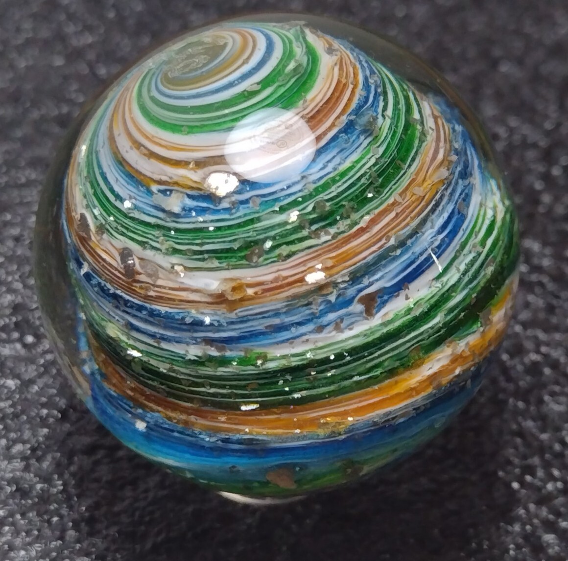 LG 1.60″ 🌈 Silver Sparkle EXPLOSION 💥 Swirl Contemporary Art Glass Marbles