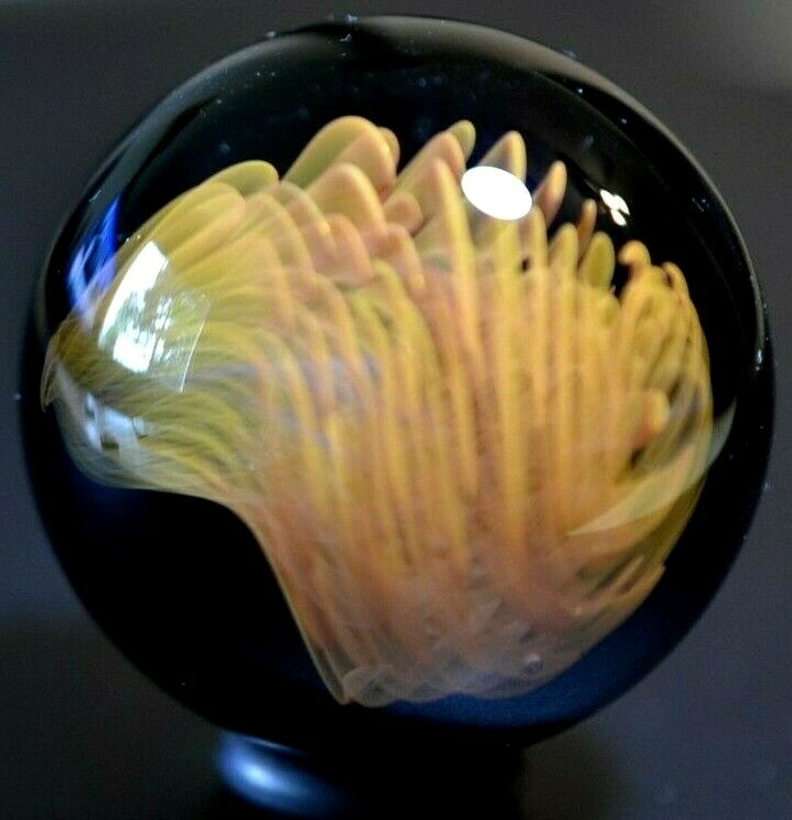 THORGERSON GLASS MARBLE/1.490″-ABSTRACT THINKING-AMBER,RUST, & APRICOT COLORS