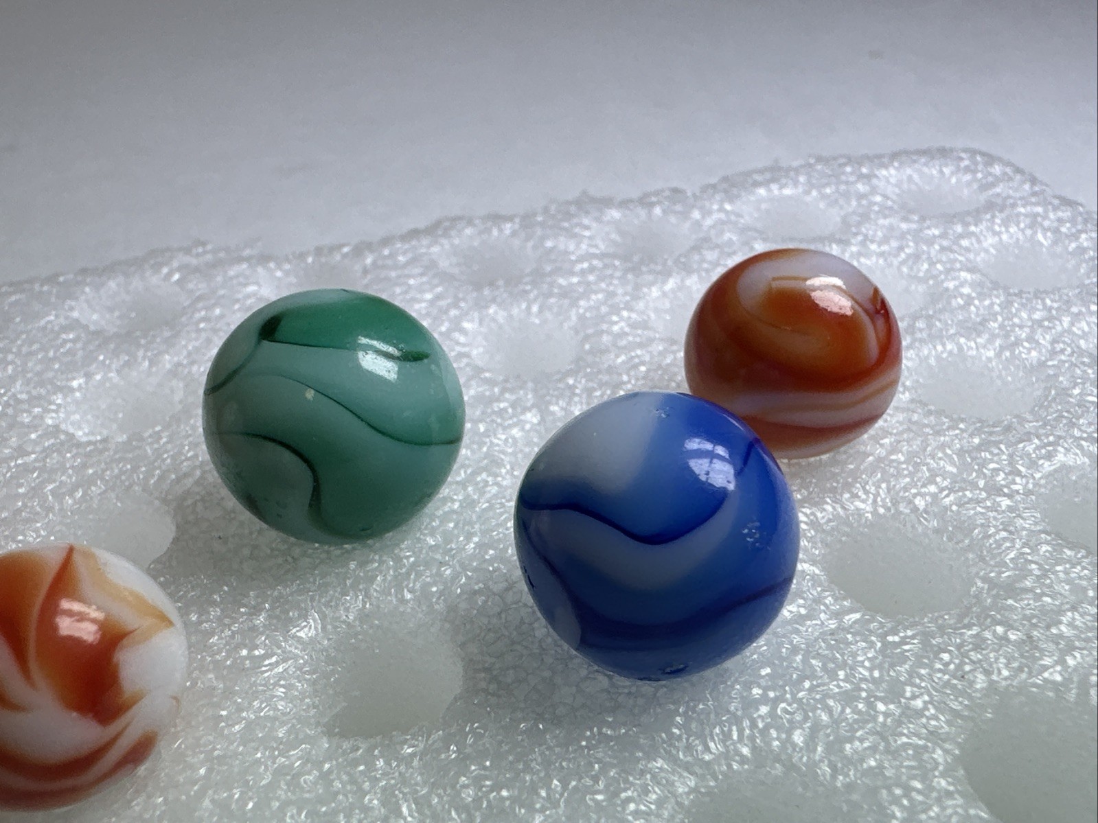 350 Lot Of 6 Vintage Alley Agate Swirl Marbles! .535-.735”